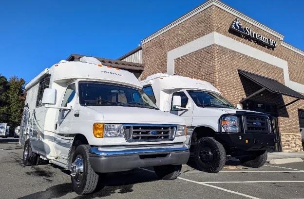 Chinook Premier and Concourse Class C motorhomes at the Stream RV dealership in Creedmoor, NC (serving the greater Raleigh area)